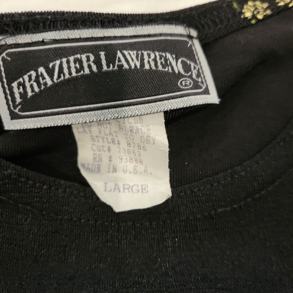 Frazier Lawrence Pretty Black Sleeveless top Floral Design L - Picture 4 of 7